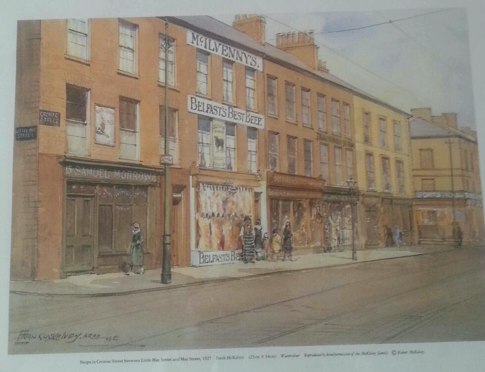 Old Belfast Frank McKelvey framed print in Cromac St between