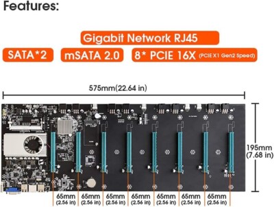 BTC-S37 Mining Motherboard 8 GPU Memory Slot Card CPU DDR3 HDMI