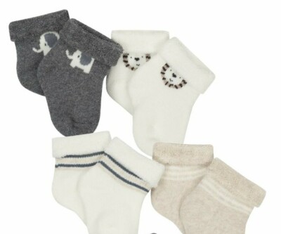 Gerber Baby Boys 4 Pack Wiggle Proof Bootie Socks Size Newborn NEW Unisex Safari