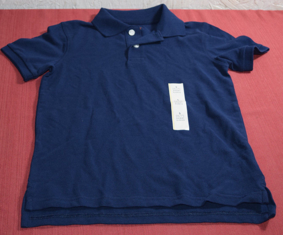 Cat & Jack School Uniform Boys Small 6/7 Short Sleeve Shirt Polo Blue
