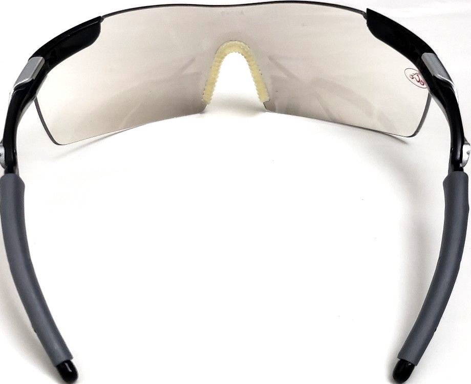 AOS Z87 UNISEX SHIELD SUNGLASSES AOS+S SAFETY CLEAR MIRRORED LENSES BLACK / GRAY