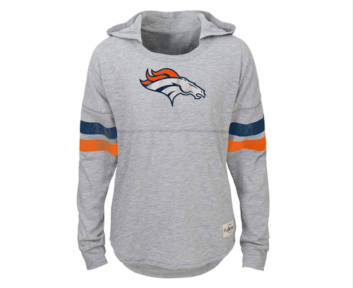 Outerstuff Молодёжная рубашка НФЛ для девочек (7–16 лет) Denver Broncos Campus с напуском и капюшоном