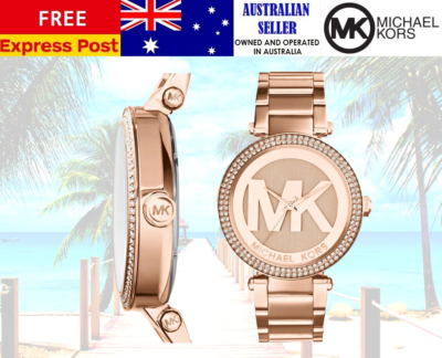 NEW MICHAEL KORS PARKER MK5865 ALL ROSE GOLD CRYSTAL WOMENS LADIES QUARTZ WATCH