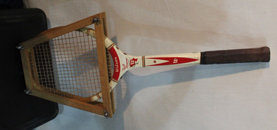 Vintage WILSON Wood Tennis Racket Jack Kramer Flight 1960's w/ wood cover