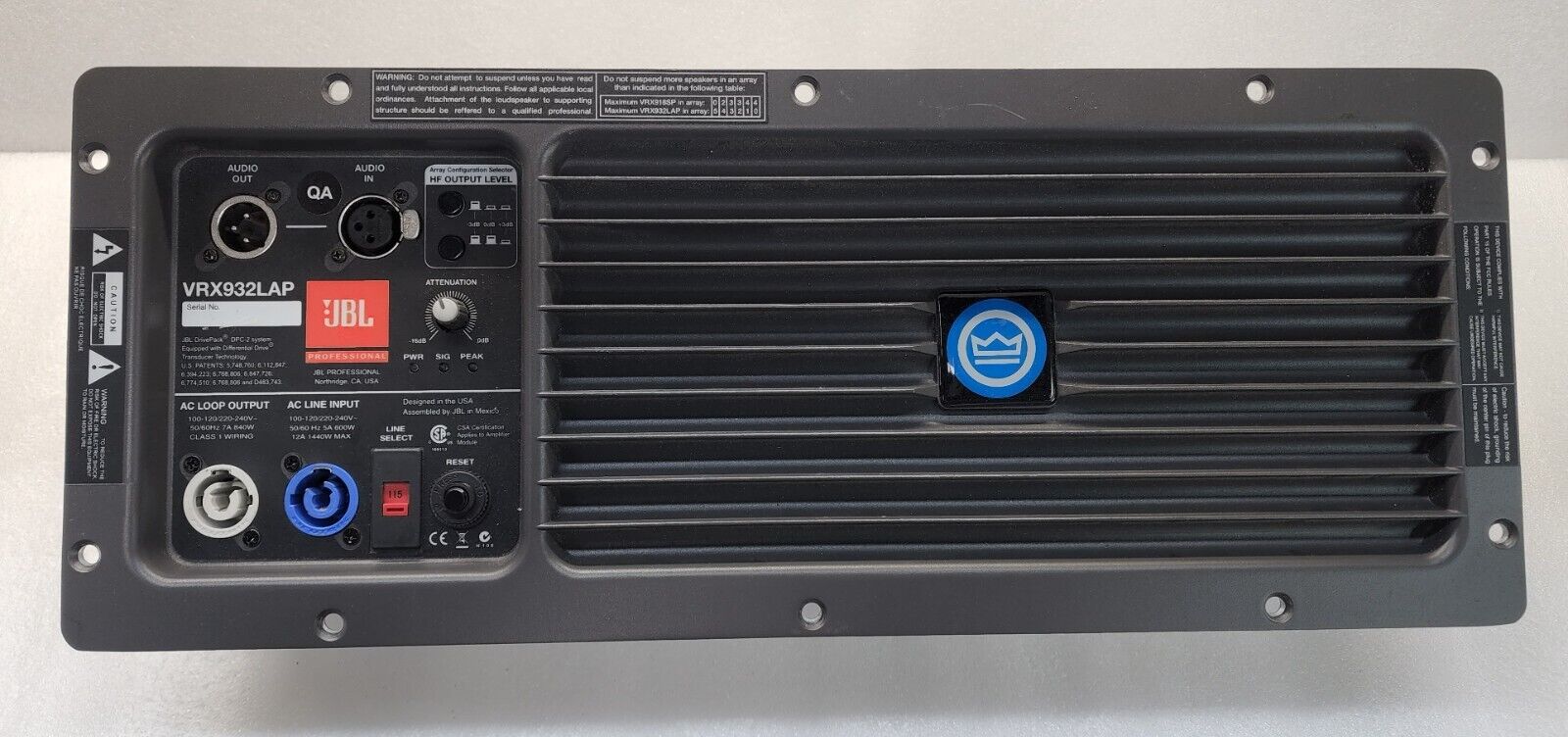 JBL VRX932LAP Amplifier Assy. For Parts - Not Working JBL VRX932LAP Amplifier Assy. For Parts - Not Working