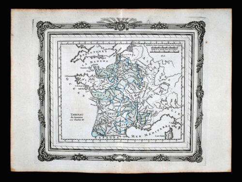 1766 Zannoni Map France Royal Domain of Charles IV Medieval France 14th Century