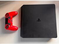 PS4 PlayStation 4 Slim 500gb Console + Official Red Controller 