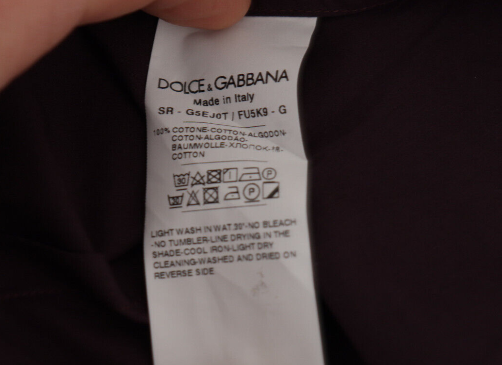 Pre-owned Dolce & Gabbana Shirt Purple Cotton Gold Slim Fit Dress 39 / Us15.5/ S Rrp $600
