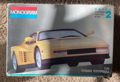 Monogram Ferrari Testarossa 1/24 Model Kit 2910 Vintage Sealed Parts Open Box