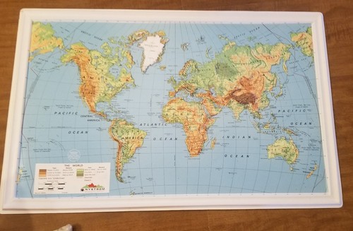 Vintage Nystrom Plastic Relief Raised Map Lot of 5 NR98b World Free Shp 28 x 18