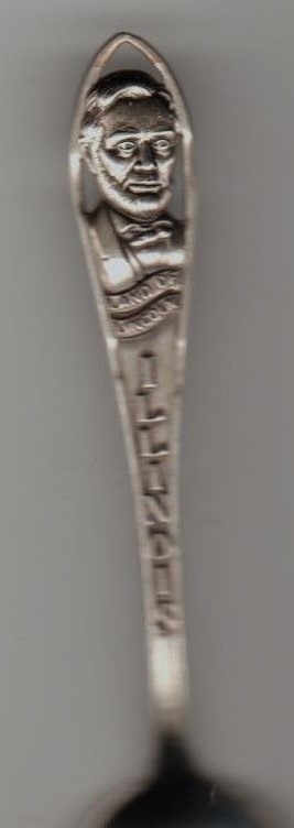 Abraham Lincoln Bust DC Sterling Silver ENCO Souvenir Spoon Illinois Land of