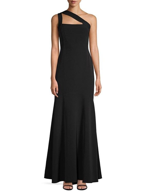 Laundry by Shelli Segal 167789 Womens One Shoulder Crepe Gown Black Size 10