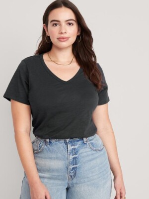 OLD NAVY Women's Size XL TALL EveryWear V-Neck Slub-Knit T-Shirt-Dark Gray