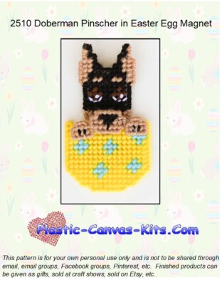 Doberman Pinscher in Easter Egg Magnet-Plastic Canvas Pattern/Kit