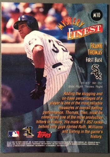 1998 Topps Mystery Finest Refractor Borderless Frank Thomas M10 White Sox