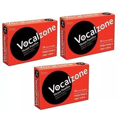 3 X Vocalzones - 24 Throat Pastilles Helps Keep A Clear Voice Expiry 03/2025