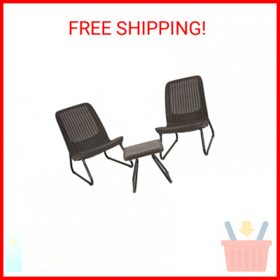 Keter Resin Wicker Patio Furniture Set with Side Table and Outdoor Chairs