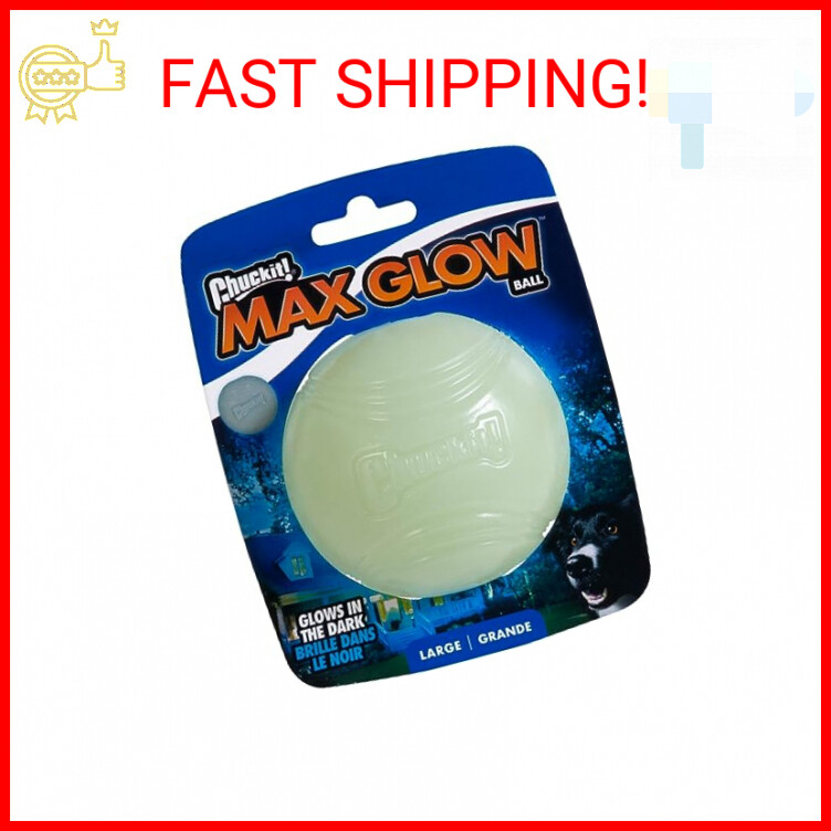 Chuckit! Max Glow Ball Dog Toy, Large (3 Inch Diameter) for 
