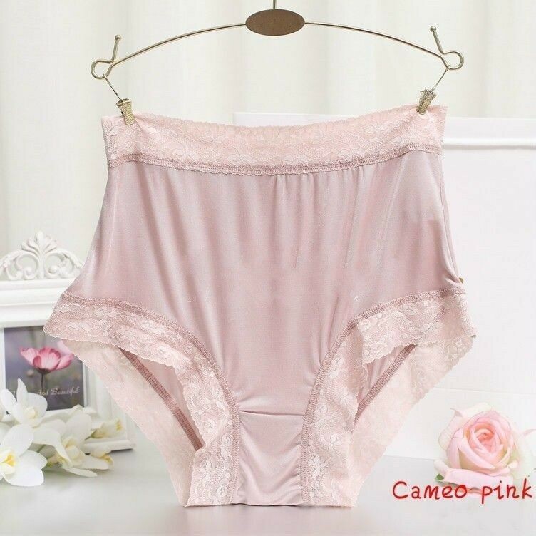 Damen Seide gestrickt Unterhose Spitzenhöschen Unterwäsche Slip