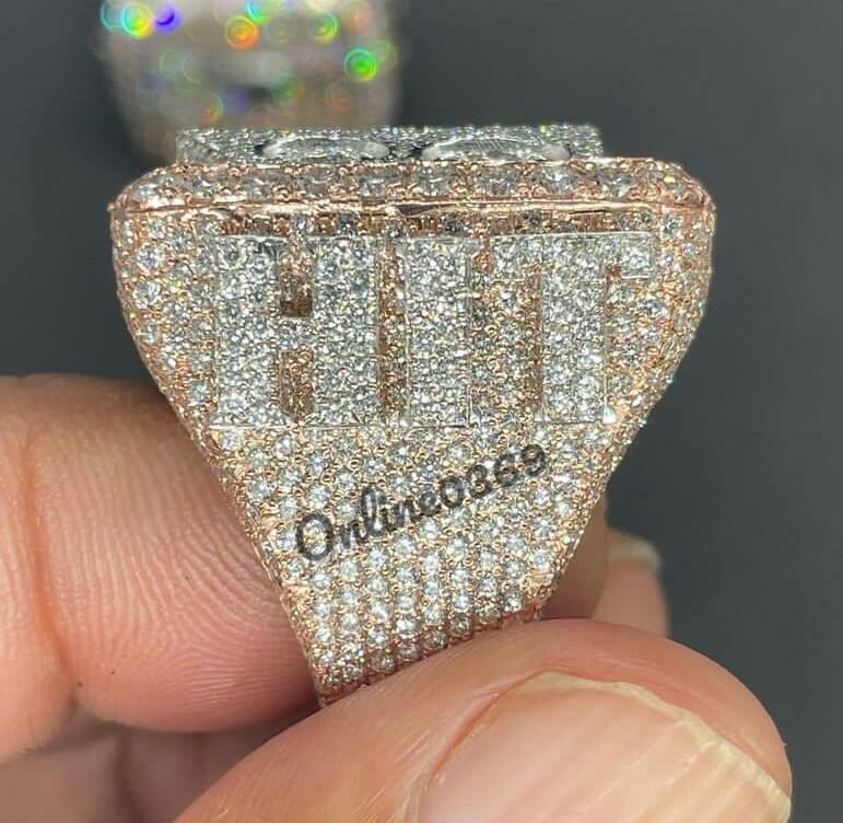 Pre-owned Online0369 4.1ct Baguette Cubic Zirconia Men Customize Letter Ring Silver Free Pendant In White