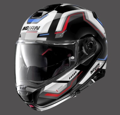 CASCO MODULARE NOLAN N100-5 UPWIND N-COM COLORE 63 N100 5 NERO ROSSO BIANCO