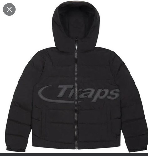 TRAPSTAR TRAPSTAR HYPERDRIVE HOODED PUFFER JACKET BLACK REFLECTIVE COAT - SIZE S, M, L.