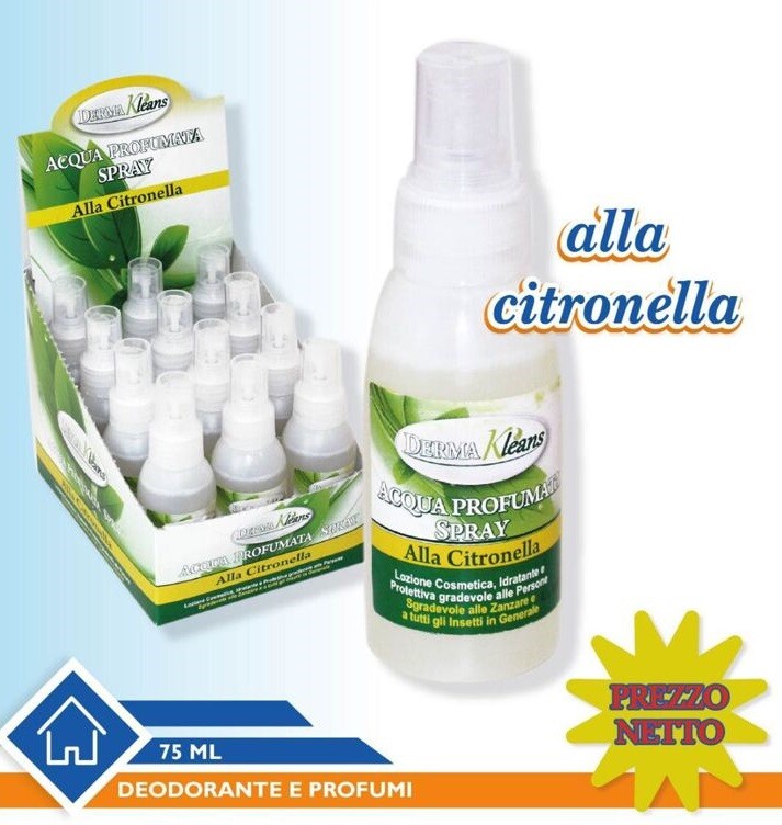Set 12 Pezzi Acqua Profumata Spray Alla Citronella Anti Zanzare 75ml hmj