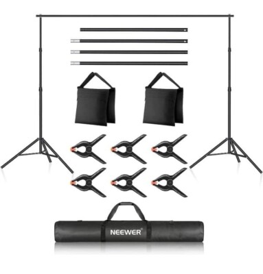 Neewer adjustable up to 10ft photography backdrop stand, new, stand only.