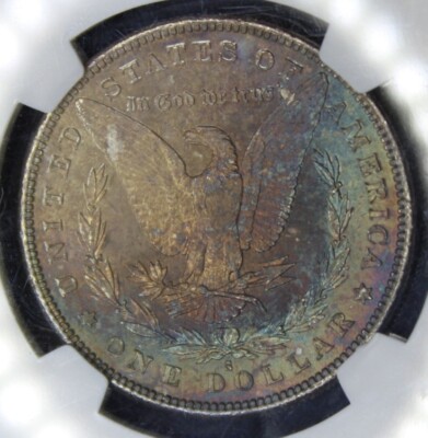 1881 S Morgan Silver Dollar Graded NGC MS64 Rainbow Color Toning Toned Coin