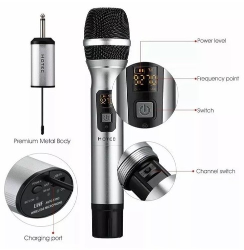 Hotec 25 Channel UHF Handheld Wireless Microphone with Mini Portable Receiver...