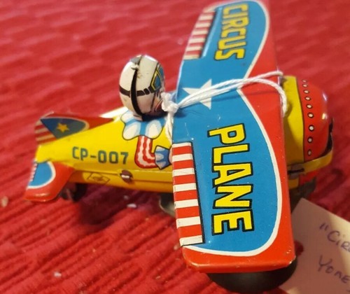 VINTAGE TIN WIND-UP CIRCUS PLANE ? YONE  MADE IN JAPAN  WORKS FABULOUS CONDITION