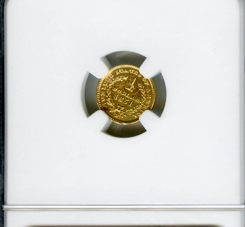 1851-D (Dahlonega,GA mint) G$1 AU Details Cleaned NGC. Rare date