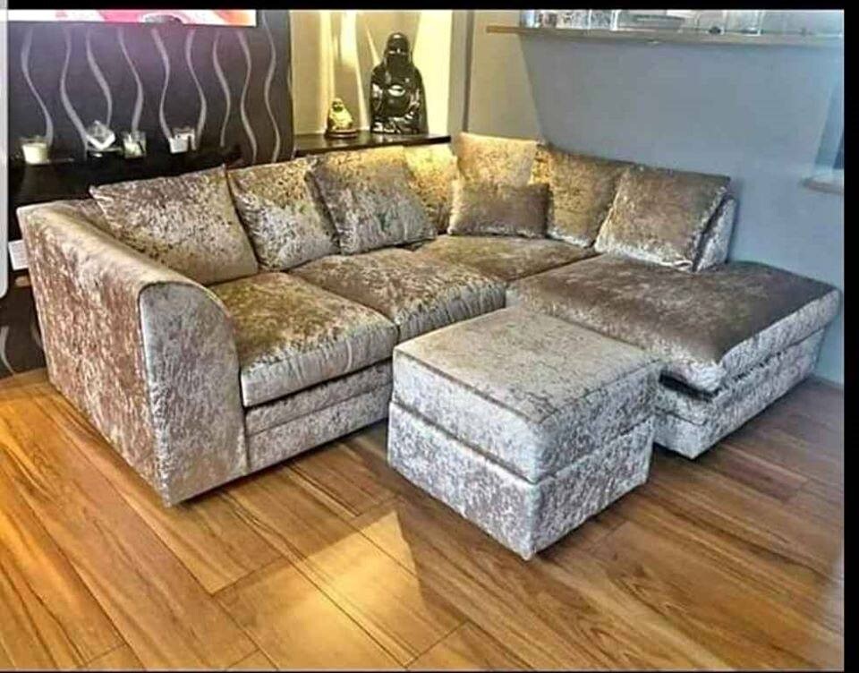 SALE OFFER REASONABLE PRICES BRAND NEW SILVER CRUSH VELVET CORNER OR 3
