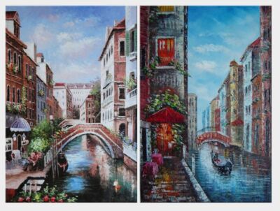 36x48 Canals in Venice 2 Canvas Set Oil Painting Naturalism Italy