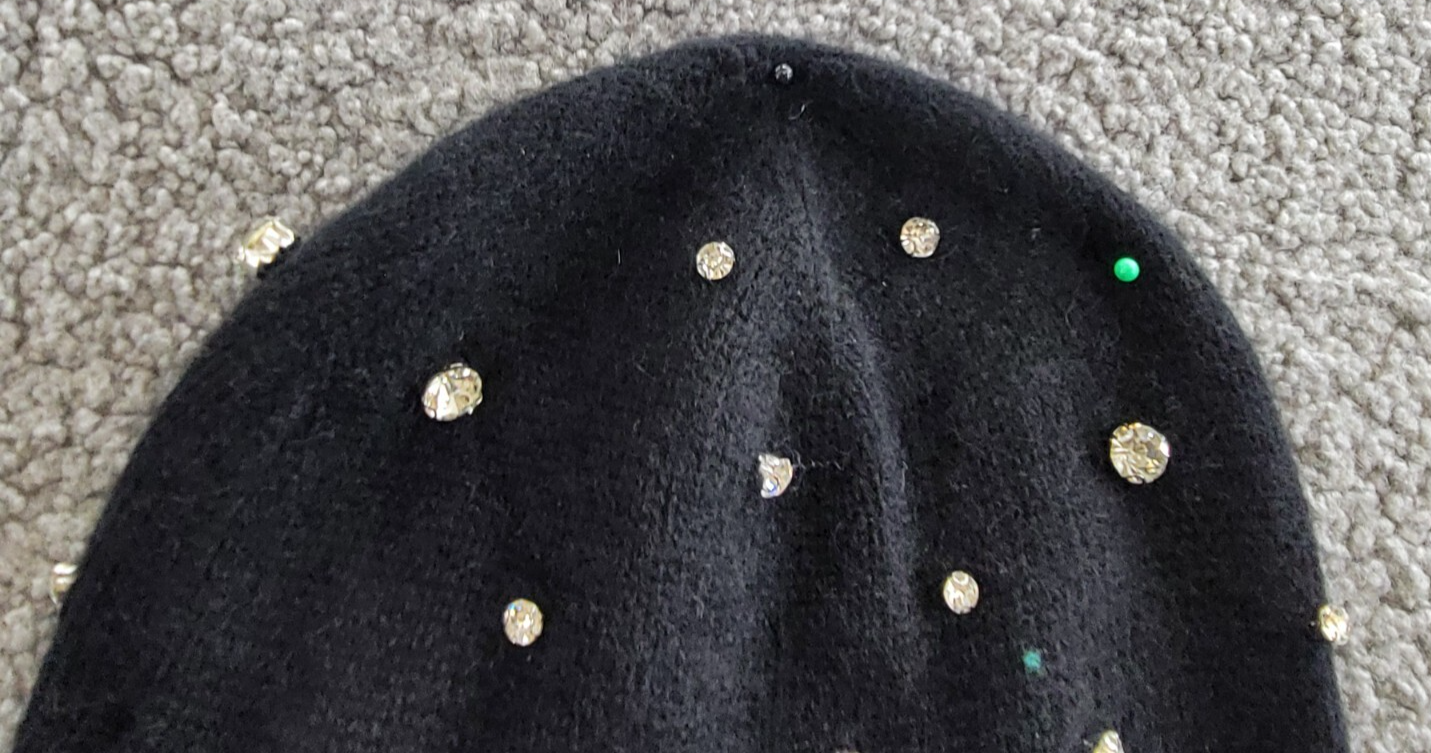 Charter Club Cashmere Embellished Cuffed Beanie Women's One Size Classic Black~ - Picture 12 of 15