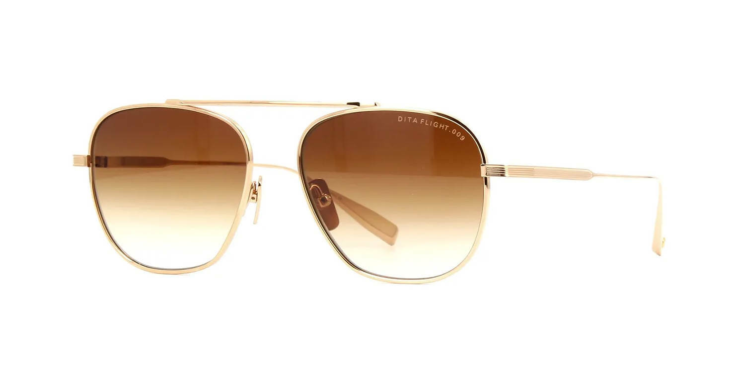 Pre-owned Dita Flight.009 White Gold/dark Brown Shaded (dts409-a-01) Sunglasses