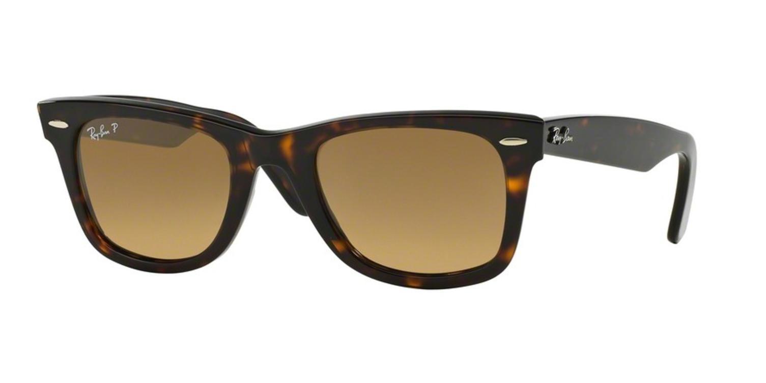 Pre-owned Ray Ban Sun Classic Wayfarer Rb 2140 902/m2 Dark Havana W/brown Grad Polar 50mm In Brown Gradient Polarized