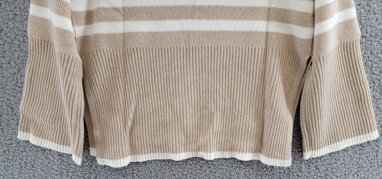 Rails 1/4 Zip Striped Pullover Sweater Women's XS Sand Stripe Merino Wool Blend - Picture 13 of 17