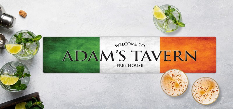 Personalisiert Barmatte Matte - Irische Fahne Hausbar Bier L1202