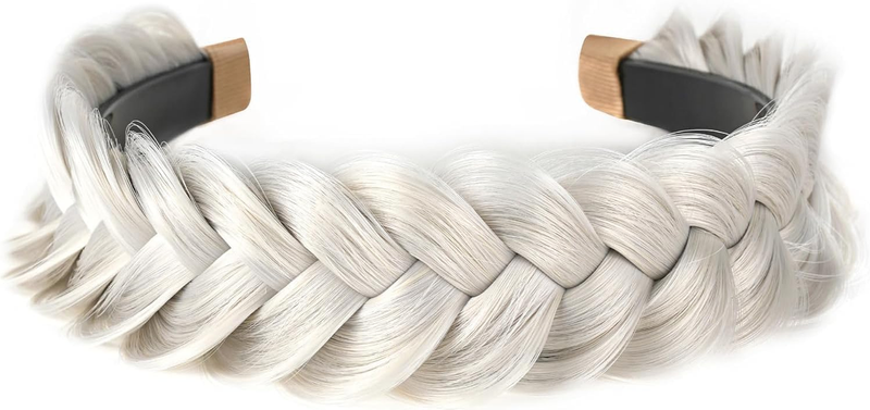 Wide Braided Headband Elastic Non-Slip Design, Handmade for Women and Girls, Ver