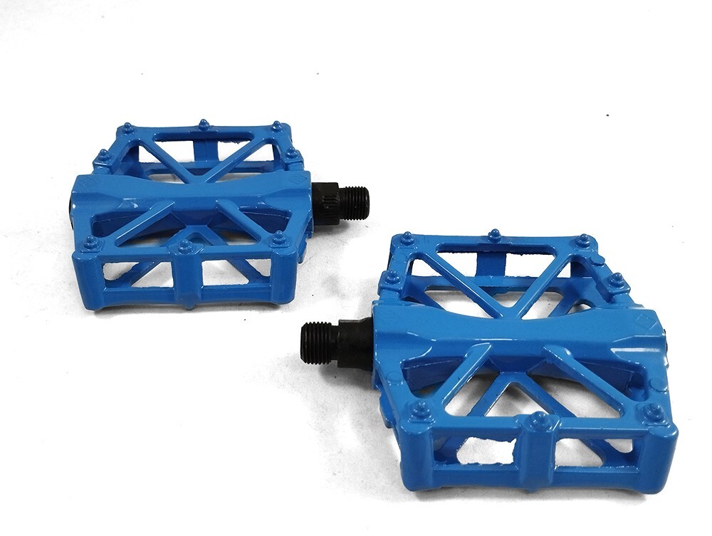 Bike Bicycle Sport Pedals Flat Non Slip Aluminium Blue 9/16