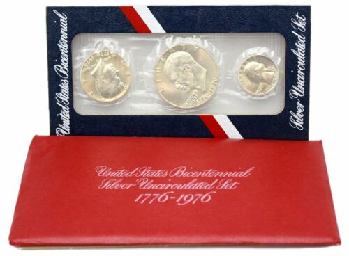 1776-1976 US Mint Bicentennial Silver Uncirculated Set in Red Envelope with COA