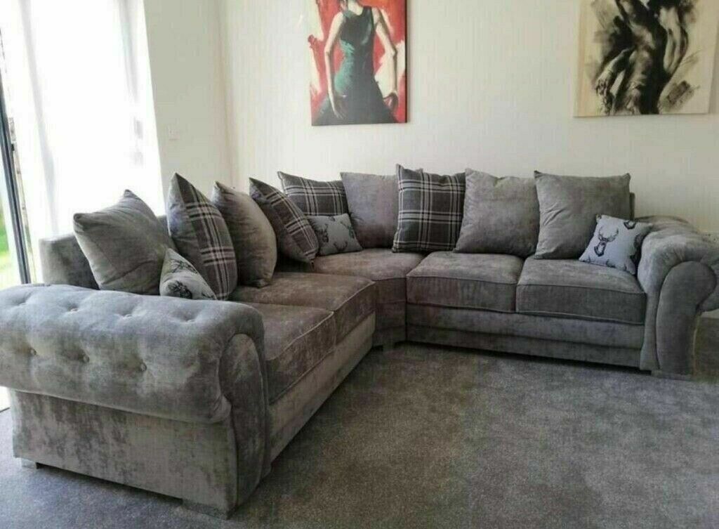 BEST EVER QUALITY GREY FABRIC VERONA CORNER SOFA ll BRAND 