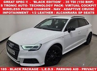 2020 AUDI A3 2.0 TDI 35 BLACK EDITION SPORTBACK 5DR S TRONIC EURO 6 (S/S) 150 PS