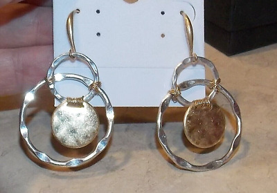 RLM Soho Robert Lee Morris Mixed Metal Hoop Dangle Earrings Estate Jewelry