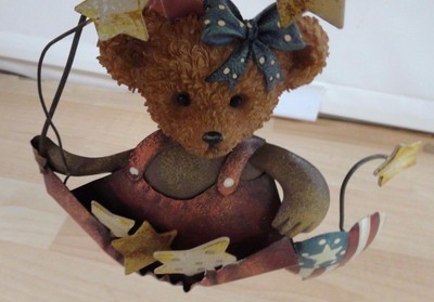 July 4th decor bears wall tin art hanging  7'' x 6'' ea Holiday wall fun display