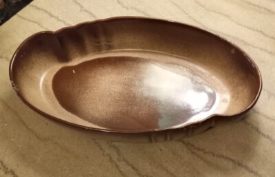 Frankoma, 10.5 '', brown, oblong serving/ candy dish 