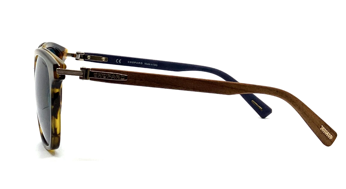 Pre-owned Chopard Schc91 9fmp Sunglasses Men's Tortoise/gold/polarized Blue Lenses 55mm