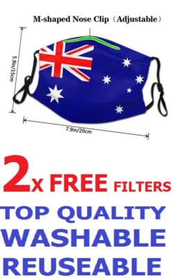 QUALITY FACE MASK WASHABLE AUSTRALIA OZ OZZIE PROTECT REUSEABLE DUST FLU GERMS 