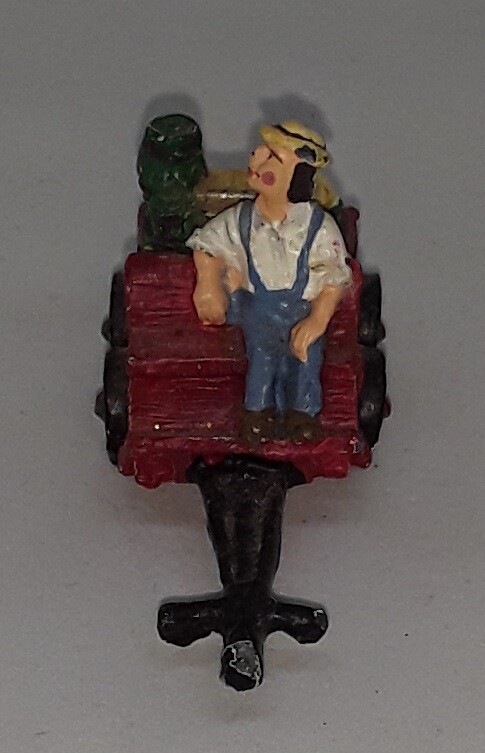 Painted Cast Metal Man on Wagon 95' IRS